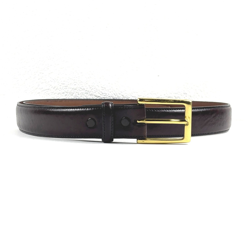 Torino Leather Belt Mens 38 Burgundy Aniline Kipskin Gold Buckle USA